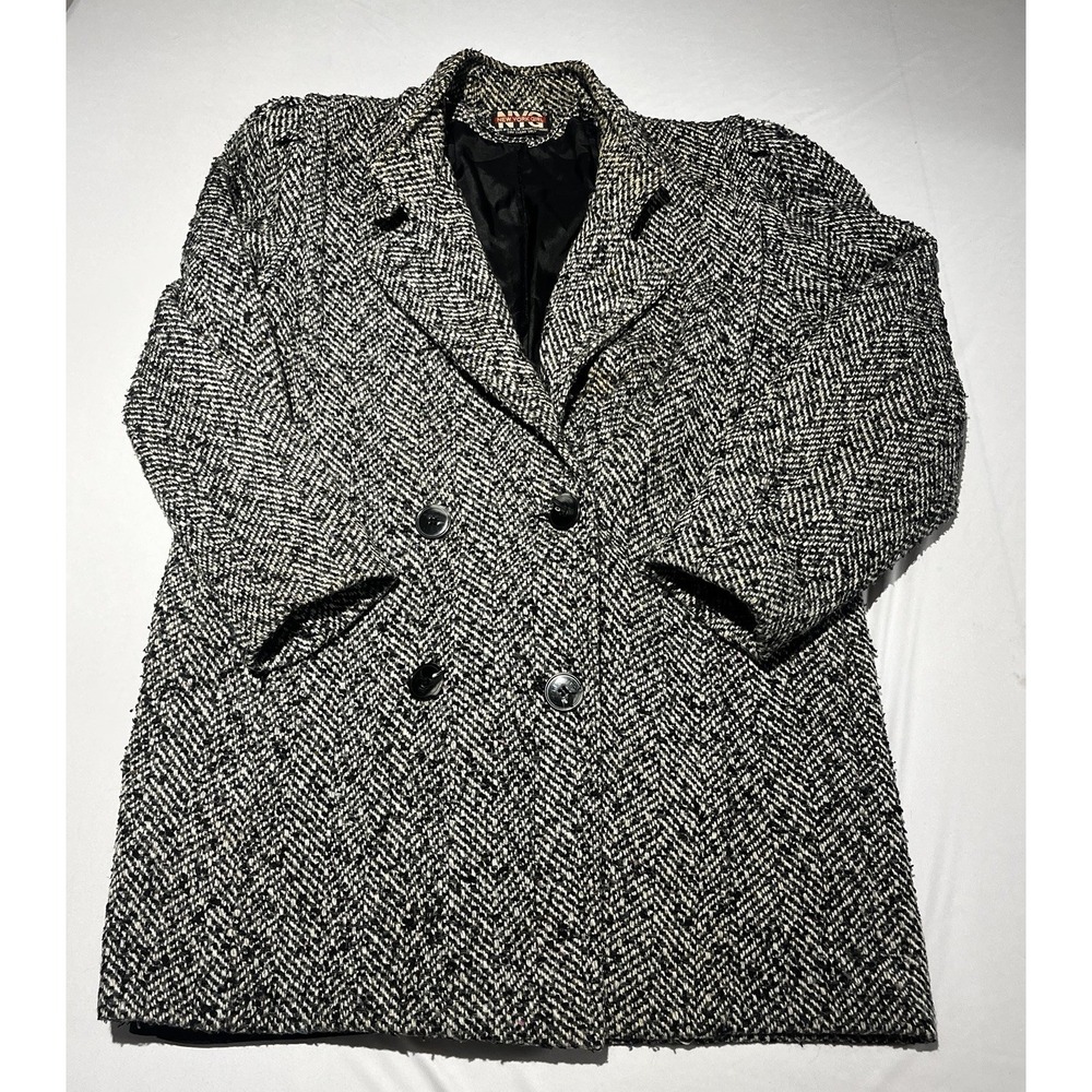 True Vtg 80s NEW YORK GIRL Coat Overcoat Size Large Womens Fleck Wool Jacket USA